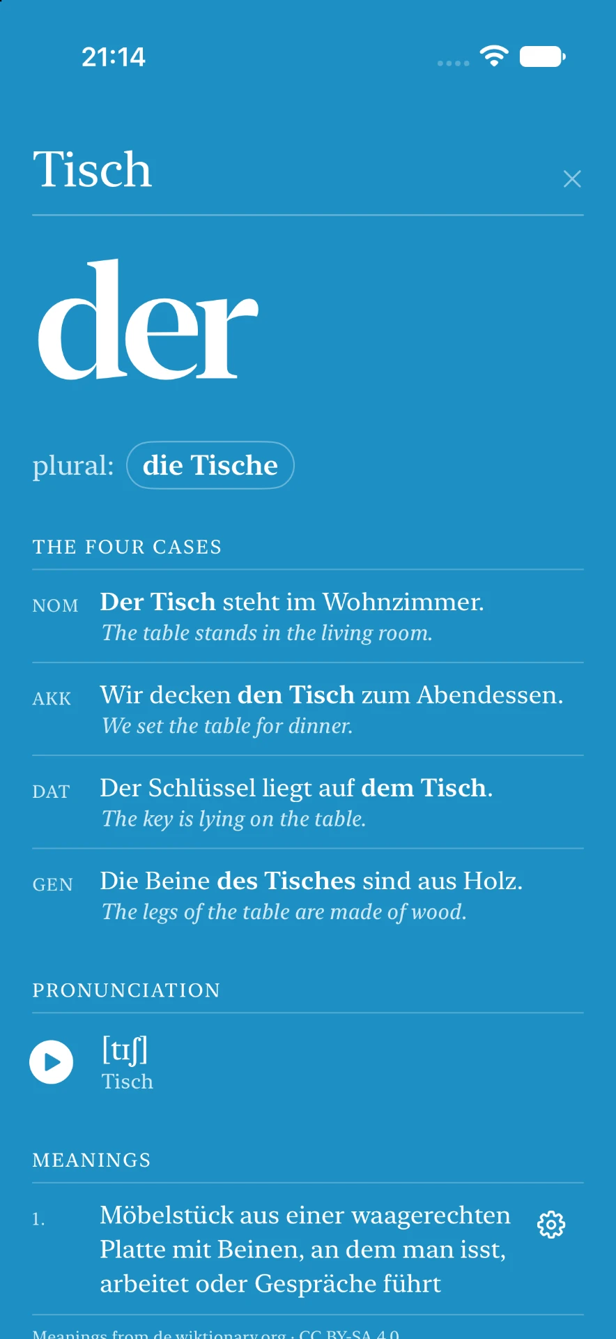 Der Tisch detail screen